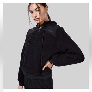 Barrys Bootcamp black Sherpa half zip hoodie - NWT! XS